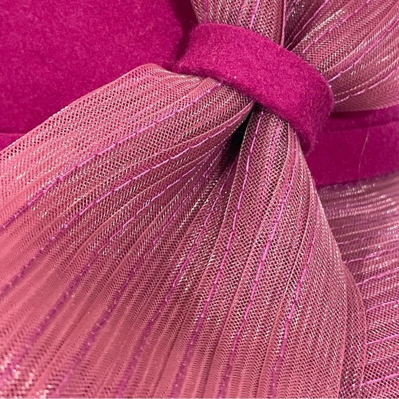 Wool Felt Hat Pink Fuchsia Bow Mysha Bucket Hat - Picture 8 of 16